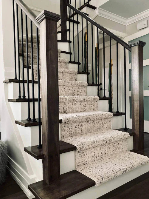 Exquisite Portrait Corinthian Column Modern Farmhouse Stair Runner - Direct Carpet